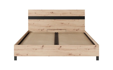 Łóżko Malen 160x200 cm z pojemnikiem na pościel dąb artisan / czarny idealne łóżko do sypialni wyposażone w metalowy stelaż