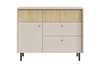Komoda z szufladami Cappo 104 cm beż piaskowy / dąb olejowany stylowa komoda w modnej kolorystyce niewielkie metalowe uchwyty