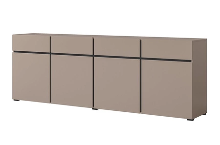 Komoda z szufladami Cross 225 cm ciemny beżowy prosta forma w nowoczesnym wydaniu idealna komoda do salonu geometryczny kształt