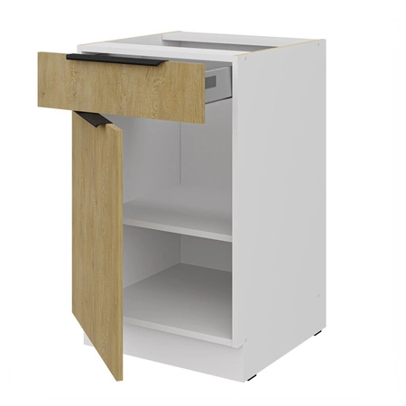 Szafka kuchenna stojąca z szufladą i półką Cremona 50 D 1F 1S BB metalowe uchwyty krawędziowe szafka odporna na działanie wilgoci i uszkodzenia