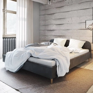 Łóżko tapicerowane Ivrea 140x200 grafitowe z zagłówkiem w nowoczesnym stylu idealne do sypialni