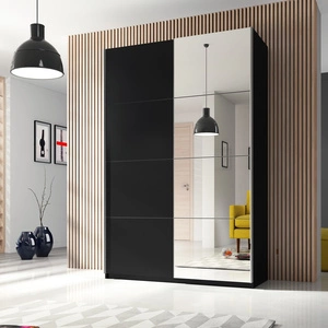 Szafa przesuwna Beta 120 cm czarna pojemna szafa z lustrem świetnie sprawdzi się w pomieszczeniach o każdej wielkości