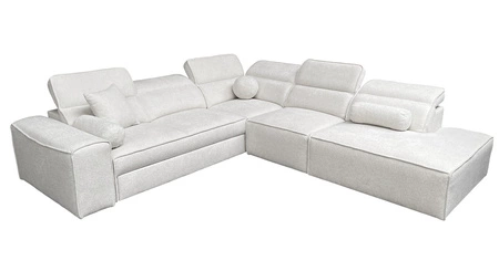 Narożnik z funkcją spania Viano IX patynowy prawostronny stylowy narożnik z pojemnikami na pościel idealny mebel do dużego salonu