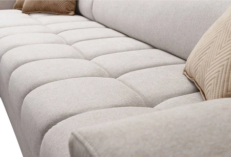 Narożnik z funkcją spania Bolmso miętowy lewostronny narożnik z dwoma pojemnikami na pościel praktyczna szuflada w boczku mebla