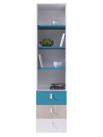 Zestaw mebli Niko biały / dąb / morski idealna propozycja do pokoju młodzieżowego lub dziecięcego w modnym stylu