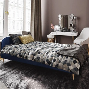 Łóżko tapicerowane Ivrea 90x200 granatowe z zagłówkiem w nowoczesnym stylu idealne do pokoju młodzieżowego lub małej sypialni