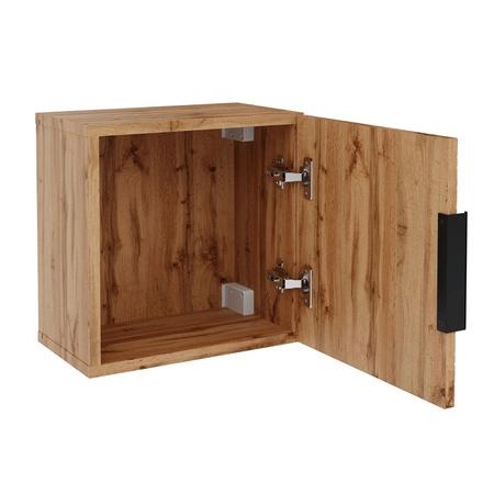 Zestaw mebli łazienkowych Diamond dąb wotan / czarny designerskie szafki do łazienki z nietuzinkowym ryflowaniem w kształcie rombów