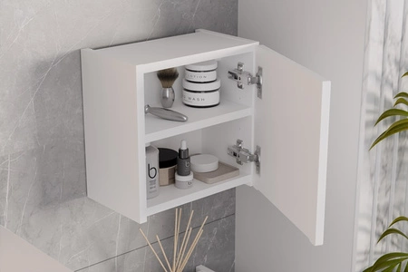 Zestaw mebli łazienkowych Nova biały designerskie pionowe ryflowania na frontach mebli podkreślone frezowanymi uchwytami