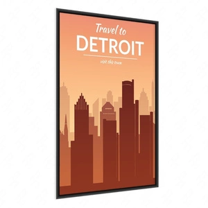 Plakat travel to Detroit 70x100 plakat w ramie precyzyjny wydruk ze stylową grafiką doskonała dekoracja do salonu lub sypialni