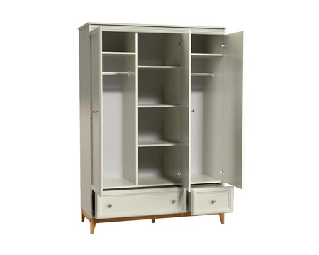 Szafa z lustrem Windsor 136 cm beżowy / dąb elegancka i funkcjonalna szafa do sypialni osadzona na stabilnej drewnianej podstawie