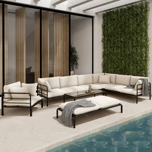 Zestaw mebli ogrodowych Wenecja grafit / beżowy funkcjonalne meble ogrodowe z narożnikiem metalowa konstrukcja miękkie poduszki