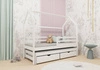 Łóżko dziecięce Chip 80x170 cm białe drewniane łóżko domek z pojemnymi szufladami łóżko 2 osobowe wysuwane do pokoju dziecka