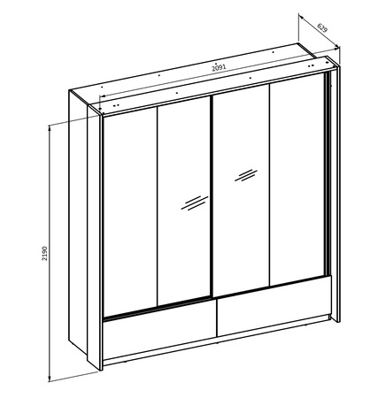 Szafa przesuwna Impressio 209 cm dąb mauvella / ciemny beżowy pojemna szafa z lustrem oraz szufladami świetnie sprawdzi się w sypialni czy garderobie