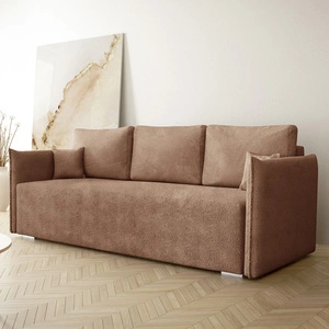 Kanapa rozkładana Bianco ciemny beż funkcjonalna sofa do salonu o nowoczesnym minimalistycznym designie wykonana z tkaniny typu boucle