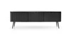 Zestaw mebli Zoya czarny nowoczesny design meblościanka do salonu lub pokoju dziennego zaoblony kształt brył ryflowane fronty