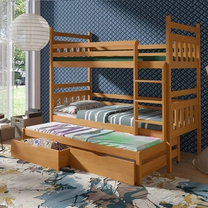 Łóżko piętrowe Hania 3 osobowe 90x190 cm idealne do pokoju dziecka oszczędza metraż zajmuje przestrzeń łóżka pojedynczego