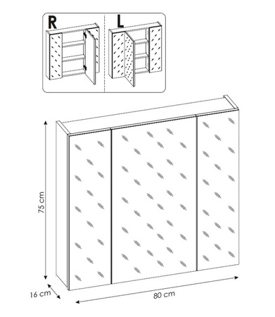 Zestaw mebli łazienkowych Capri dąb craft złoty / biały połysk funkcjonalne szafki łazienkowe z metalowymi uchwytami krawędziowymi