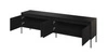 Szafka RTV Trend 193 cm czarna nowoczesna szafka pod telewizor z metalową podstawą ryflowane fronty subtelne oświetlenie LED