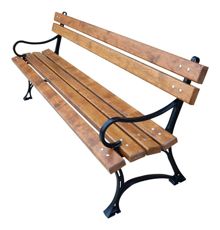 Ławka ogrodowa 150 cm FIEM-02-LKZP-150 królewska żeliwna z oparciem drewno olchowe lakierowana