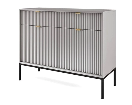 Komoda z szufladami Lovro 104 cm szara nowoczesny design zachwyci miłośników wyrazistych wnętrz