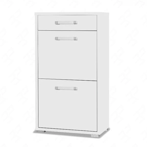 Szafka na buty Maximus 55 cm biała nowoczesny design szafki z szufladą na prowadnicach rolkowych obrzeża szafy wykończone specjalną okleiną