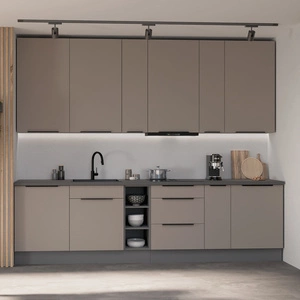 Zestaw mebli kuchennych Fiuggi Ant 300 cm stylowe szafki kuchenne z frontami wykonanymi w technologii anti fingerprint metalowe uchwyty