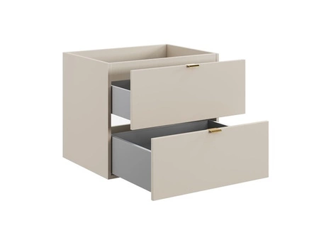 Zestaw mebli łazienkowych Dalia beżowy eleganckie szafki łazienkowe zachwycają minimalizmem system cichego domykania szuflad