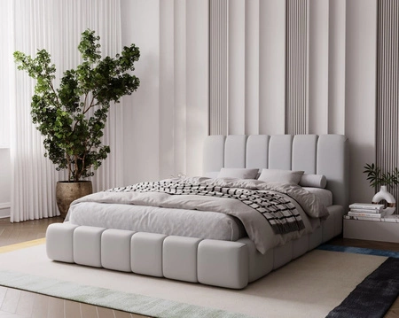 Łóżko tapicerowane Malmi 160x200 szary popiel stylowe łóżko z pojemnikiem na pościel wygodny zagłówek zachwyca eleganckim designem