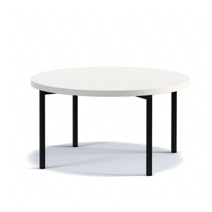 Stolik kawowy okrągły 80 cm Sampi biały połysk ponadczasowy design solidna metalowa podstawa idealny stolik do każdej aranżacji