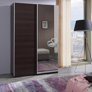 Szafa przesuwna z lustrem Vilo 135 cm kasztan wenge nowoczesny design wykończenie ABS oraz aluminiowe prowadnice drzwi