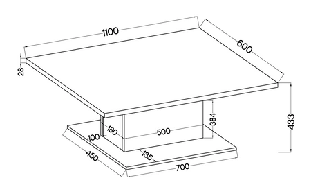 Stolik kawowy Andover dąb lefkas nowoczesny design mebla blat odporny na rozlanie cieczy