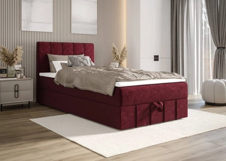 Łóżko kontynentalne Casey 100x200 bordowe w nowoczesnym skandynawskim stylu z tapicerowanym zagłówkiem łóżko z pojemnikiem