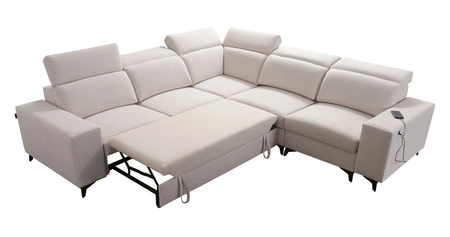 Narożnik z funkcją spania Kelly Sleek III szary popiel prawostronny elegancki narożnik do salonu z dwoma pojemnikami na pościel