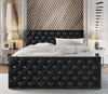 Łóżko tapicerowane Uberaba 180x200 grafitowe z pojemnikiem w nowoczesnym skandynawskim stylu z pikowanym wezgłowiem i zanóżkiem z kryształkami