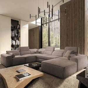 Narożnik z funkcją spania Viano VIII jasny brąz prawostronny nowoczesny narożnik o ciekawej konstrukcji pojemniki na pościel