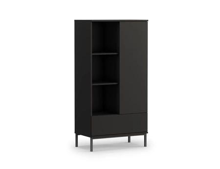 Regał Tutti 70 cm czarny minimalistyczny design prosta forma mebla wsparta na metalowej podstawie pojemna szuflada push to open