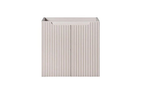 Szafka pod umywalkę Nova 60 cm beżowa designerska szafka do łazienki z półką nietuzinkowe pionowe ryflowanie na frontach