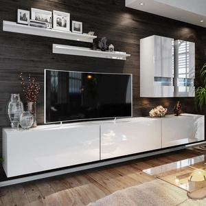 Meblościanka Anton biały połysk modernistyczny design idealna dla miłośników nowoczesnych aranżacji o eleganckim charakterze