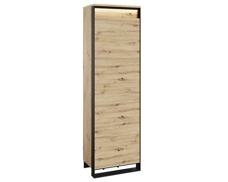 Szafa Quant 60 cm dąb artisan / czarny stylowy design szafy do przedpokoju o niewielkich gabarytach subtelne oświetlenie LED