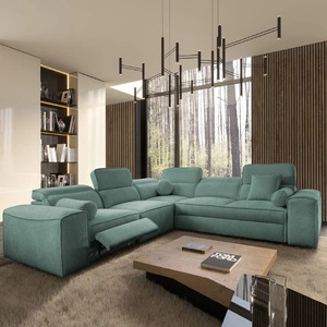 Narożnik z funkcją spania Viano III Lux patynowy lewostronny nowoczesny narożnik do salonu z wysuwanym podnóżkiem pojemnik na pościel