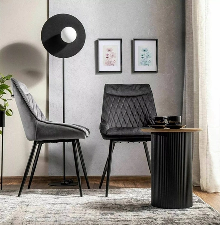 Krzesło tapicerowane Agat szare nowoczesne oraz funkcjonalne krzesło do jadalni z metalowymi nogami krzesło z uchwytem