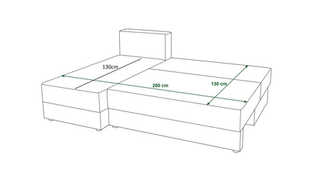 Narożnik z funkcją spania Fogu zielony lewostronny stylowy narożnik o prostym designie pokryty sztruksową tkaniną pojemnik na pościel