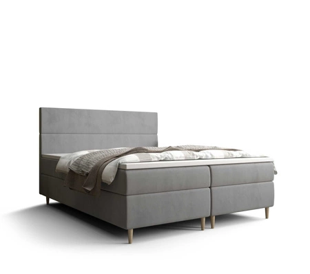 Łóżko kontynentalne Bing 140x200 jasny szary w nowoczesnym skandynawskim stylu z charakterystycznym wezgłowiem