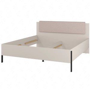 Łóżko Jukon S 180x200 cm beżowe gustowna forma mebla w nowoczesnym stylu łóżko do sypialni na metalowych czarnych nogach z tapicerowanym zagłówkiem