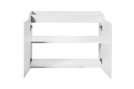 Zestaw mebli łazienkowych Nova biały designerskie pionowe ryflowania na frontach mebli podkreślone frezowanymi uchwytami