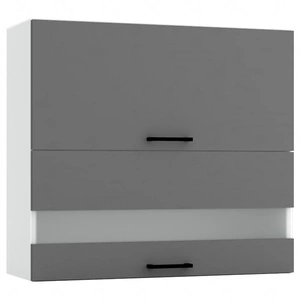 Szafka kuchenna wisząca Clara WS80GRF/2 SP szafka do kuchni z przeszkleniem z frontami otwieranymi do góry metalowe uchwyty