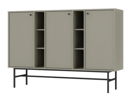 Zestaw mebli do salonu Kioto III eukaliptus stylowy design eleganckie meble wsparte na metalowym czarnym stelażu subtelne uchwyty