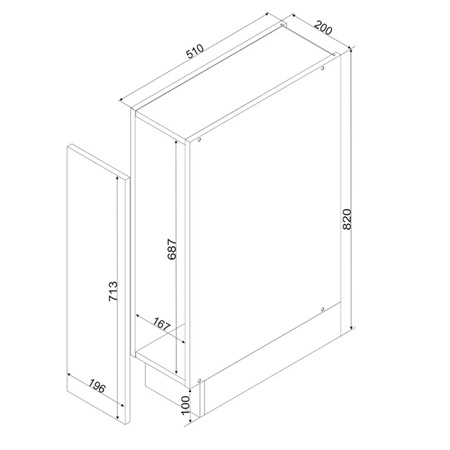 Szafka kuchenna cargo Clara D20 CARGO szafka do kuchni z funkcjonalnym koszem cargo odporność na uszkodzenia i wilgoć metalowy uchwyt