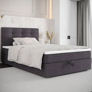 Łóżko kontynentalne Flint 120x200 grafitowe w nowoczesnym skandynawskim stylu z tapicerowanym zagłówkiem łóżko z pojemnikiem