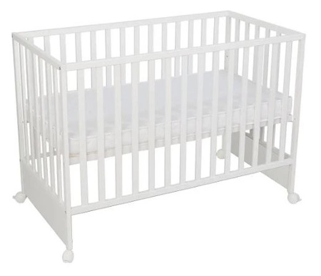 Łóżeczko niemowlęce z szufladą Luxe 120x60 cm białe klasyczne łóżeczko do pokoju niemowlęcego wykonane z litego drewna bukowego